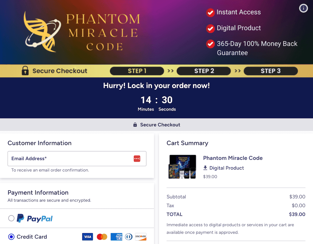 Phantom Miracle Code Checkout